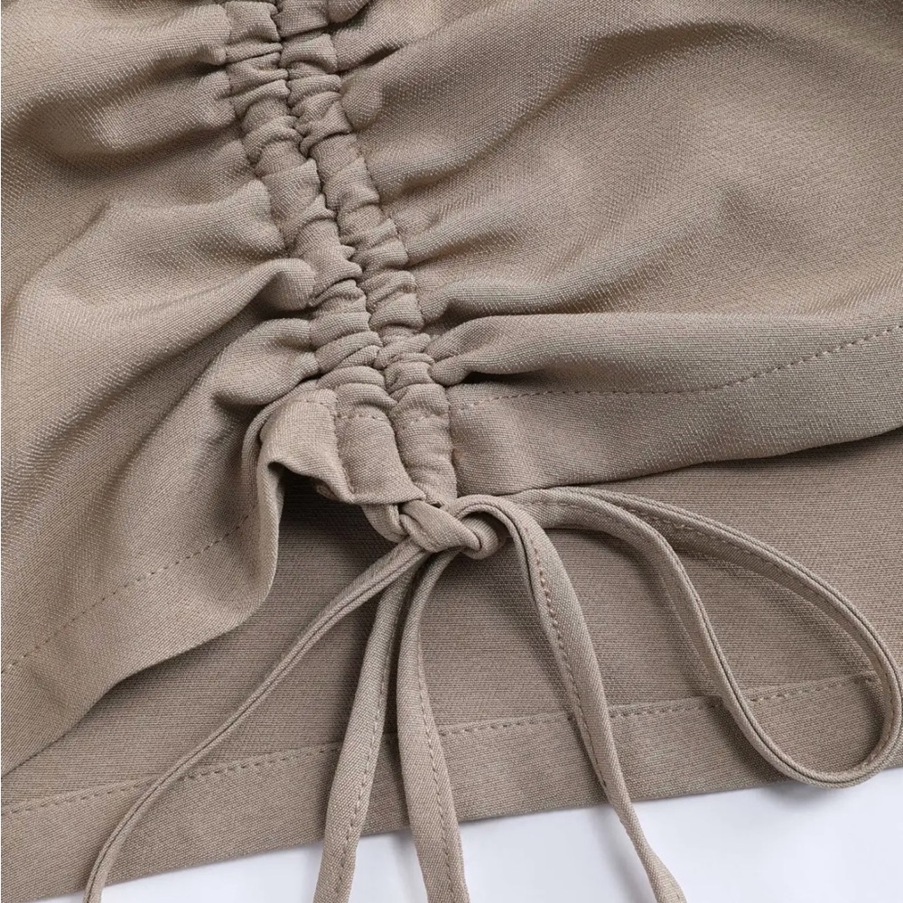 Cider Beige Midi Skirt cargo with Pocket and Drawstring - Picture 5 of 11
